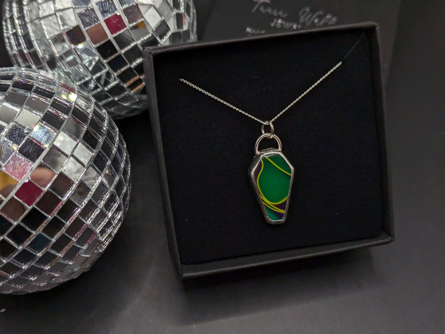 Green and Purple Coffin Pendant