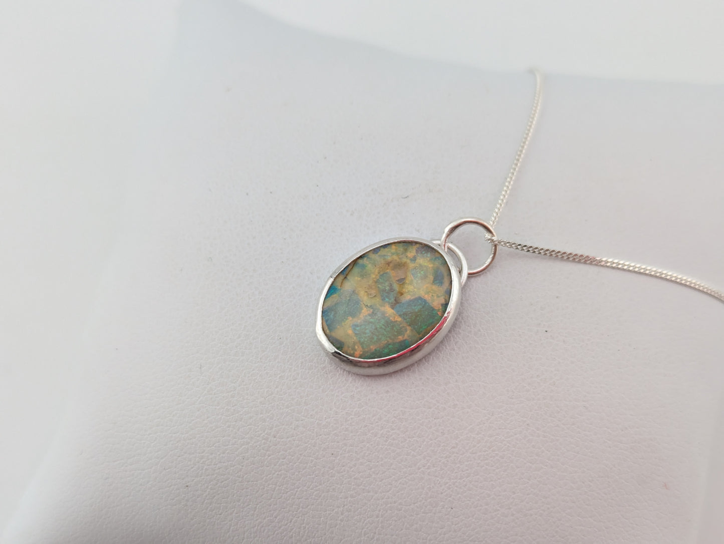 Sterling Opal Oval Pendant