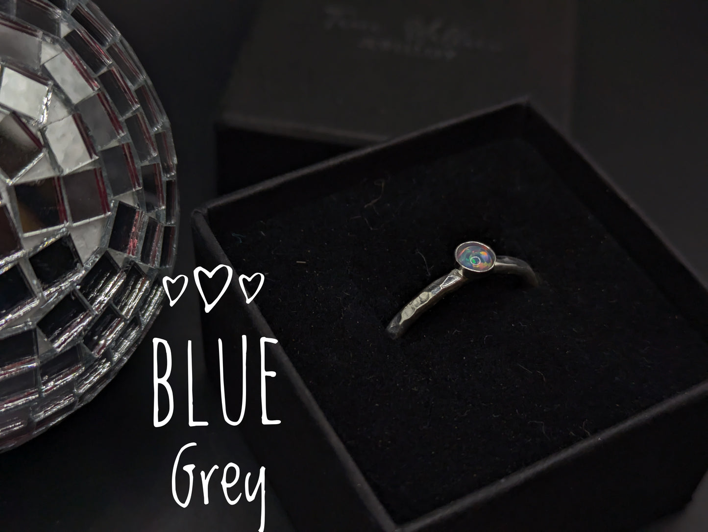 Sterling Silver Band With Blue/Grey Opal