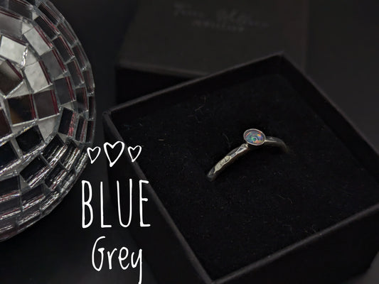 Sterling Silver Band With Blue/Grey Opal