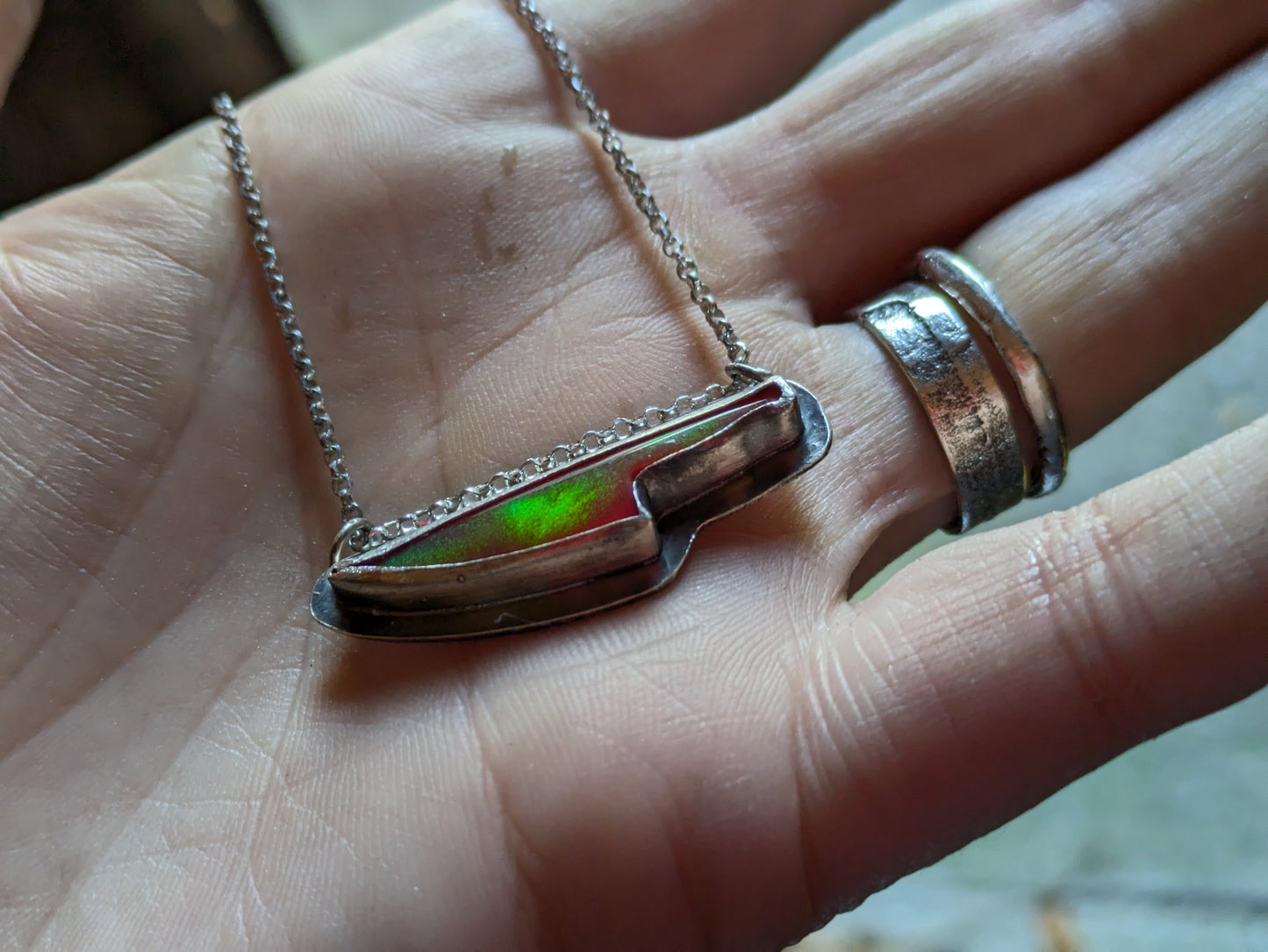 Aurora Opal Dagger Necklace