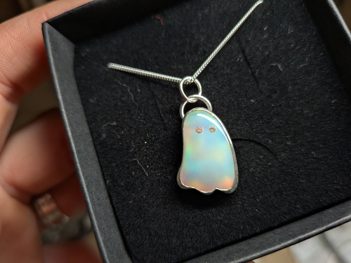 Iridescent Aurora Opal Ghost Pendant
