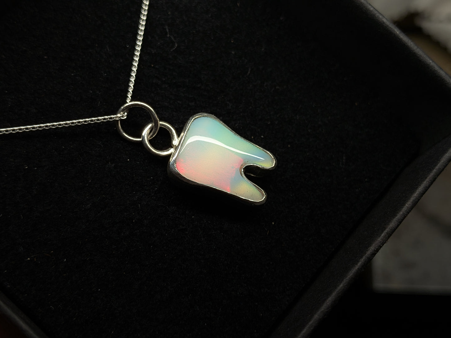 Aurora Opal Tooth Pendant