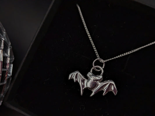 Sterling Silver Hand Pressed Bat Pendant