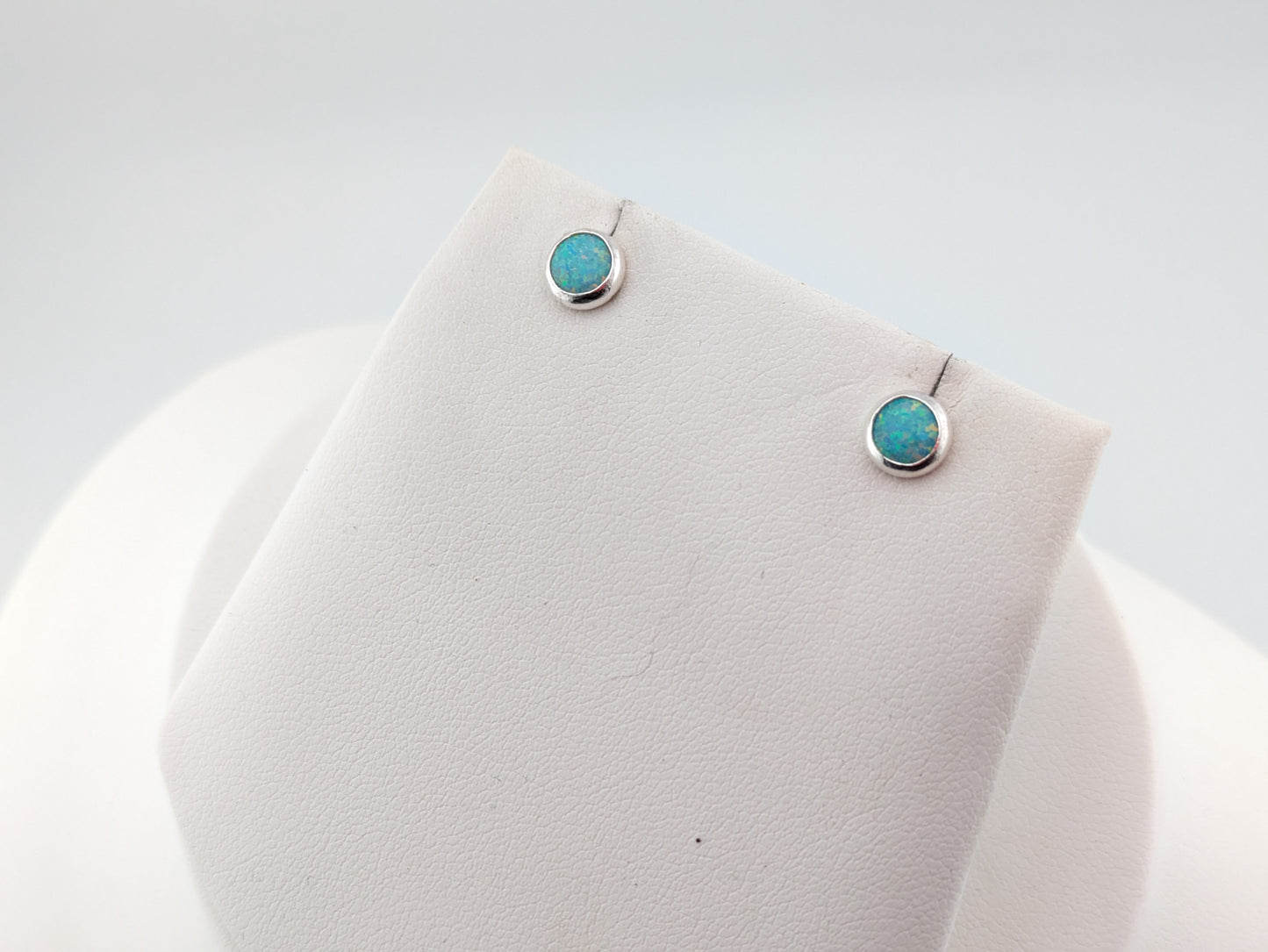 Sea Green Lab Opal Sterling Silver Stud
