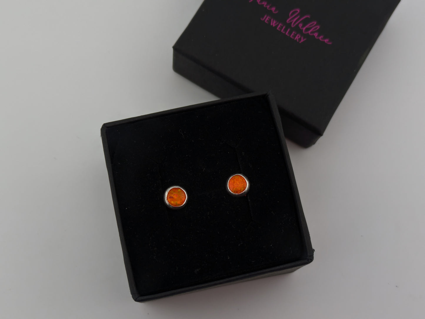 Sunset Flame Lab Opal Sterling Silver Studs