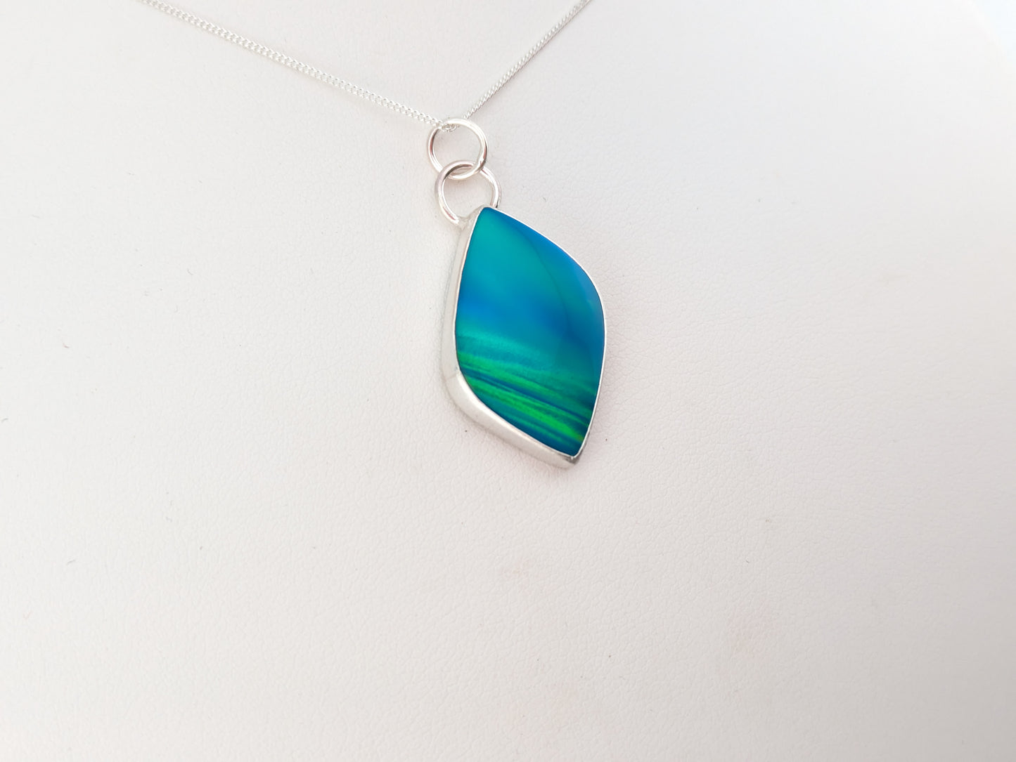 Blue Green Aurora Opal Pendant