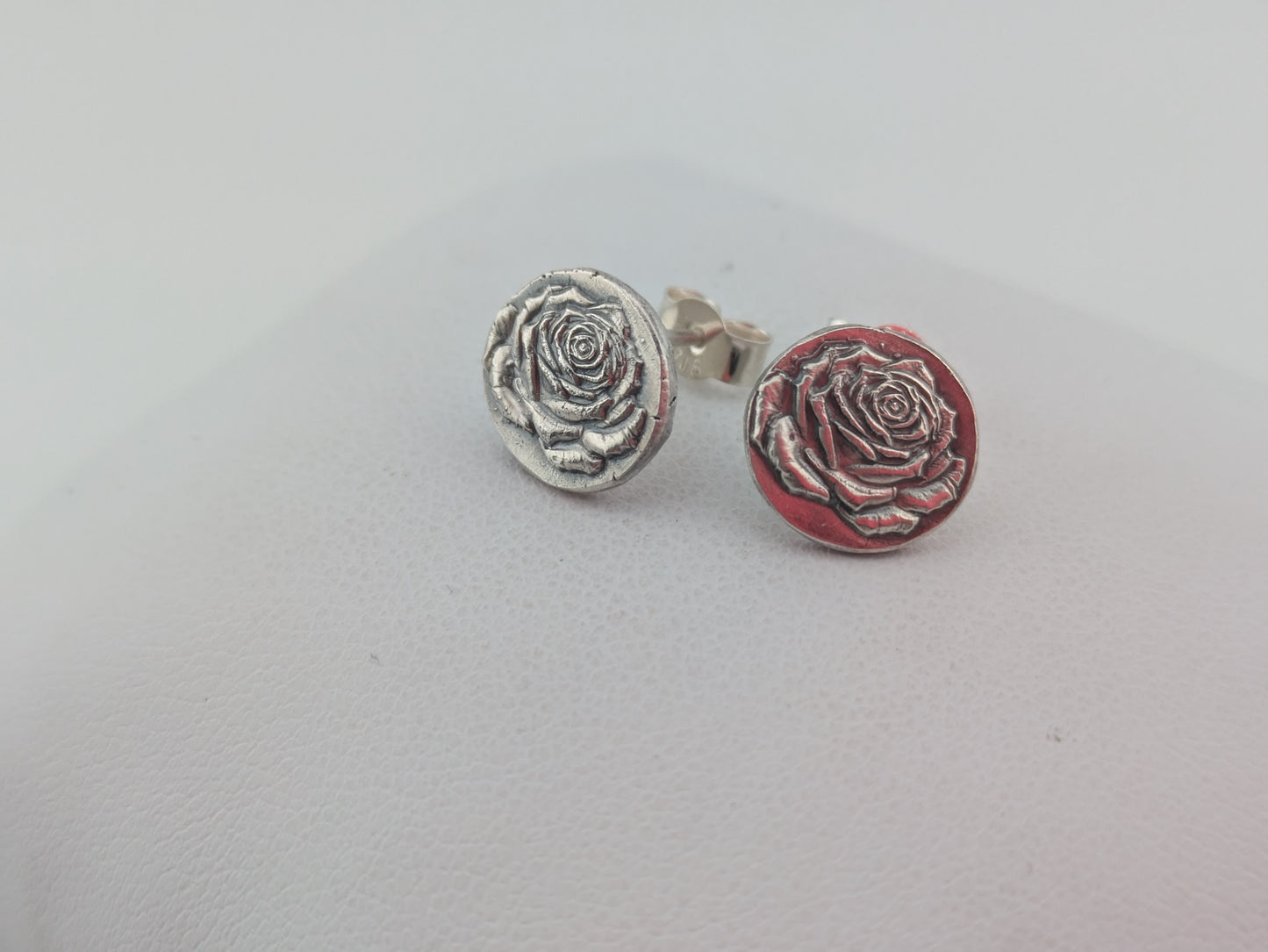 Solid Silver Rose Studs