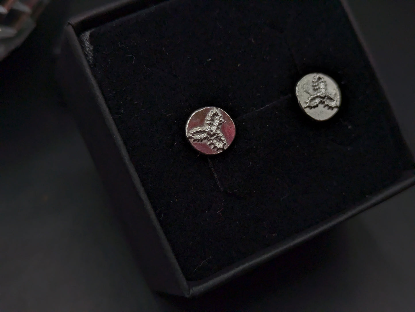 Solid Silver Holly Leaf Studs