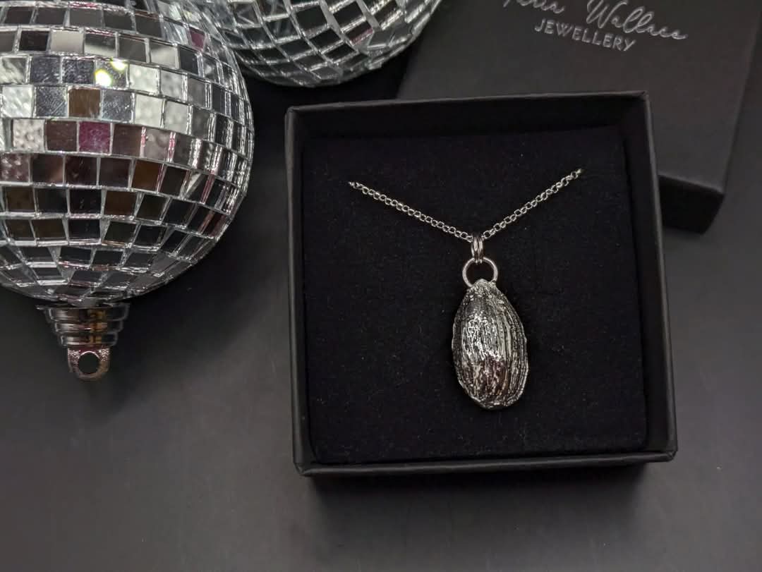 Solid Silver Almond Pendant