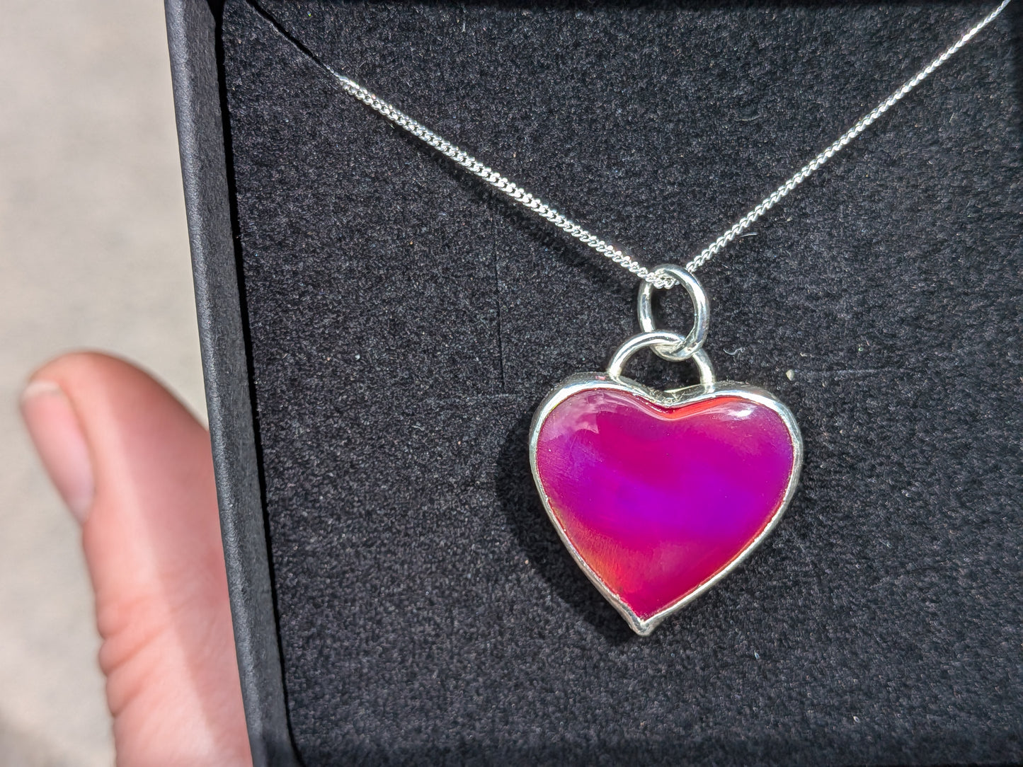 Cherry Red Aurora Opal Heart Pendant