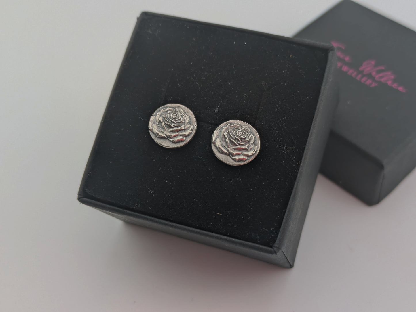 Solid Silver Rose Studs