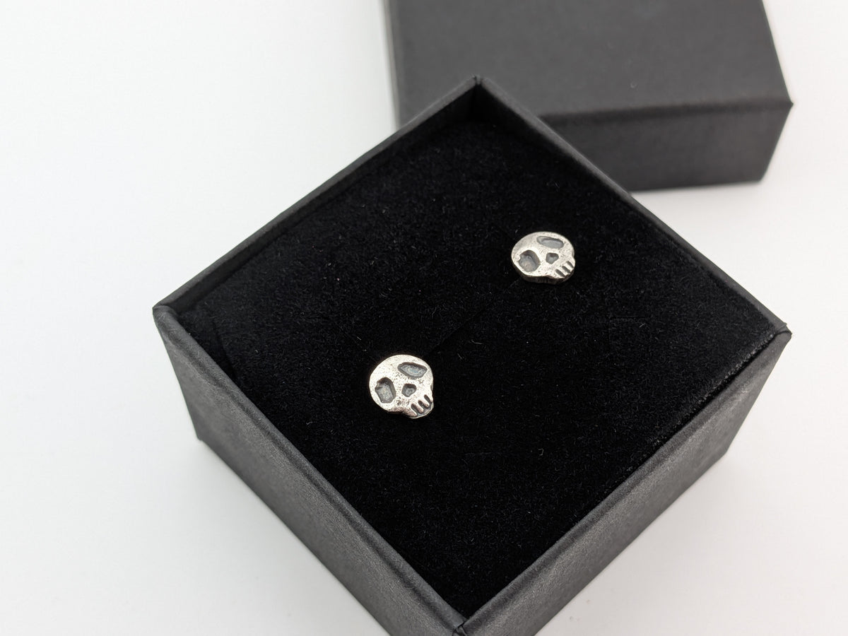 Solid Silver Skull Studs