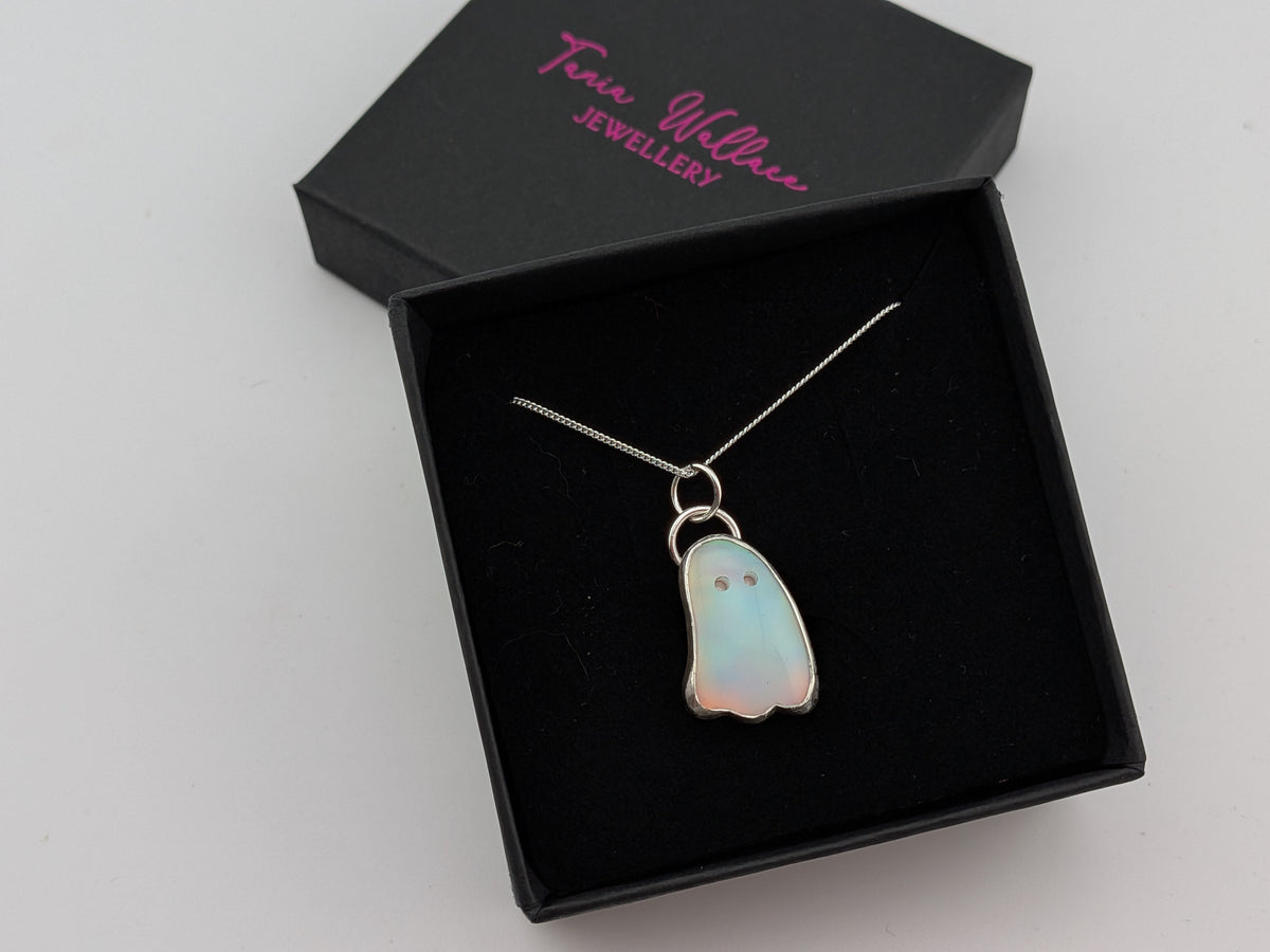 Iridescent Aurora Opal Ghost Pendant
