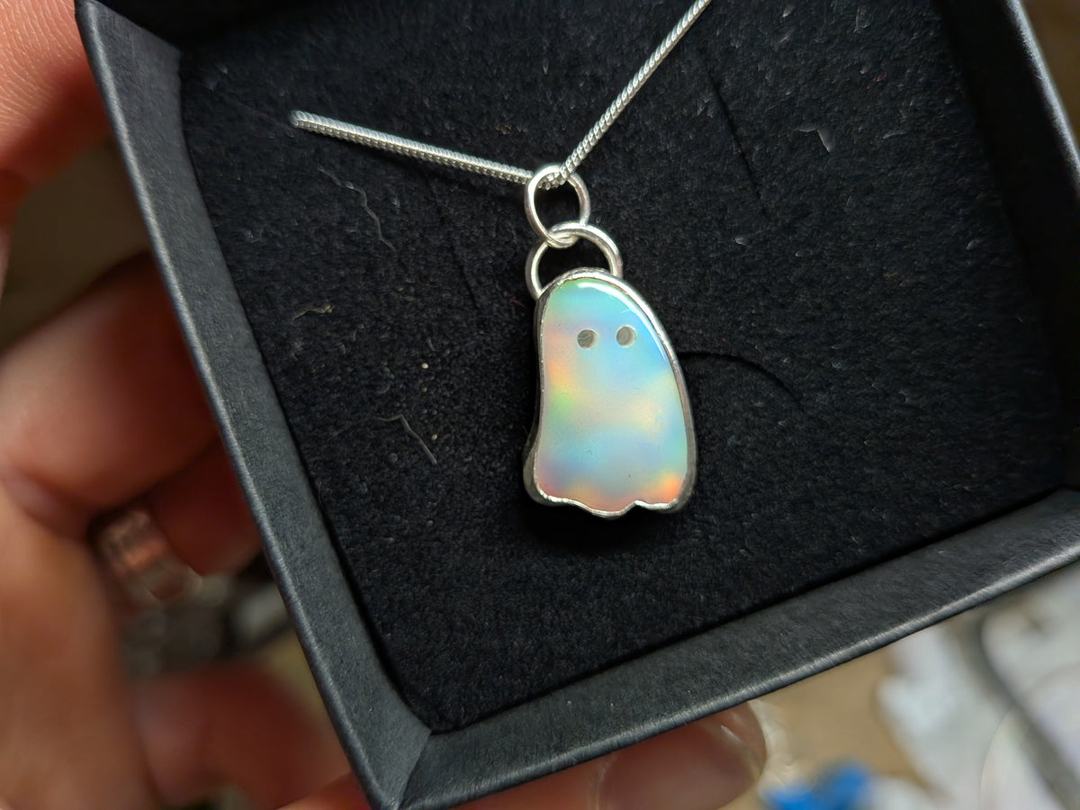 Iridescent Aurora Opal Ghost Pendant