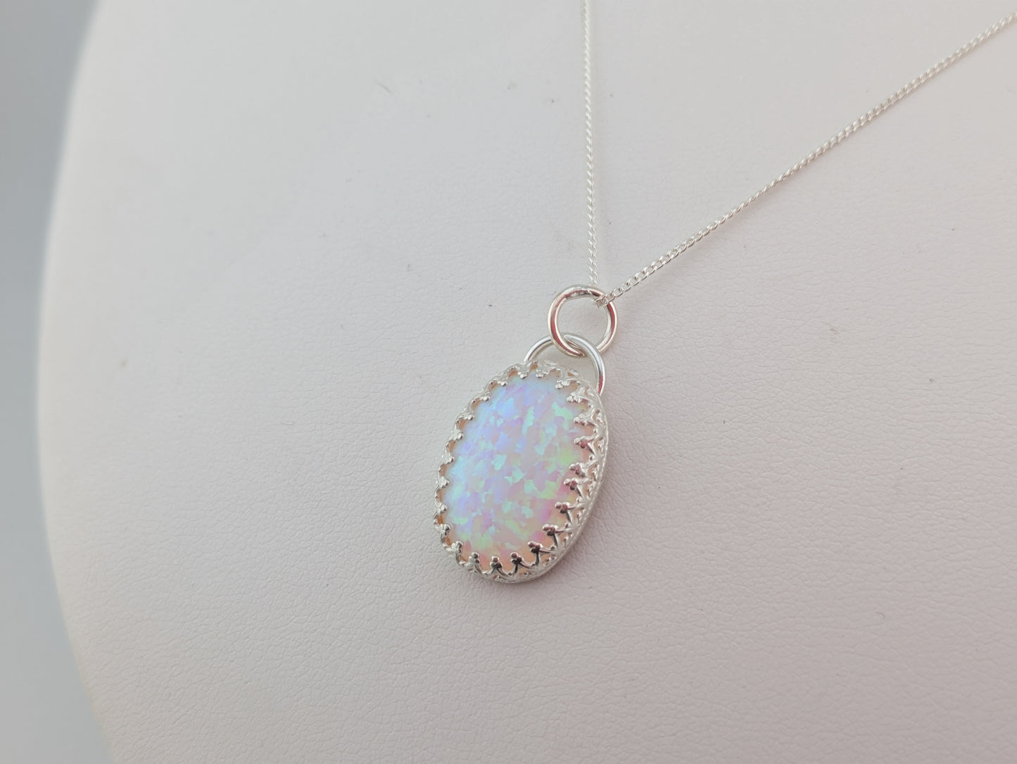 Oval Lab Created Opal Pendant
