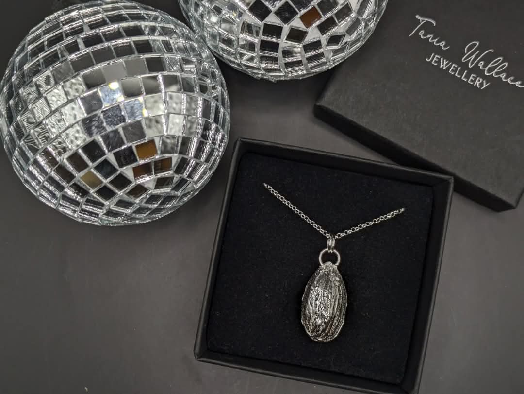 Solid Silver Almond Pendant