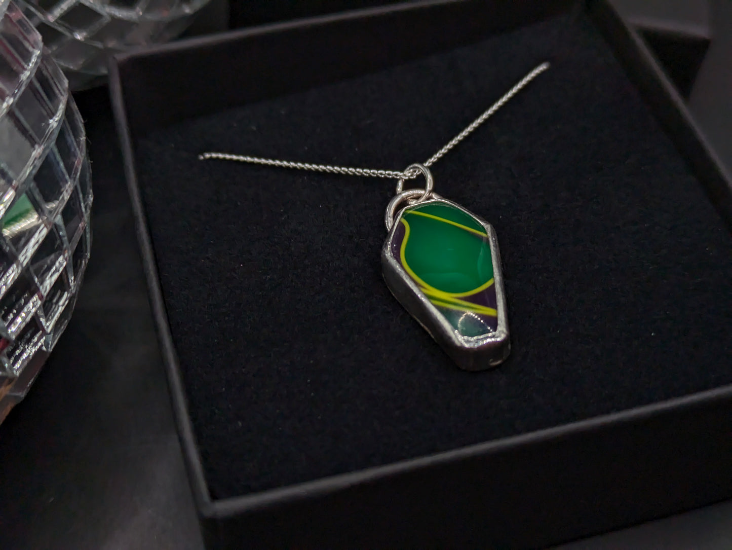 Green and Purple Coffin Pendant