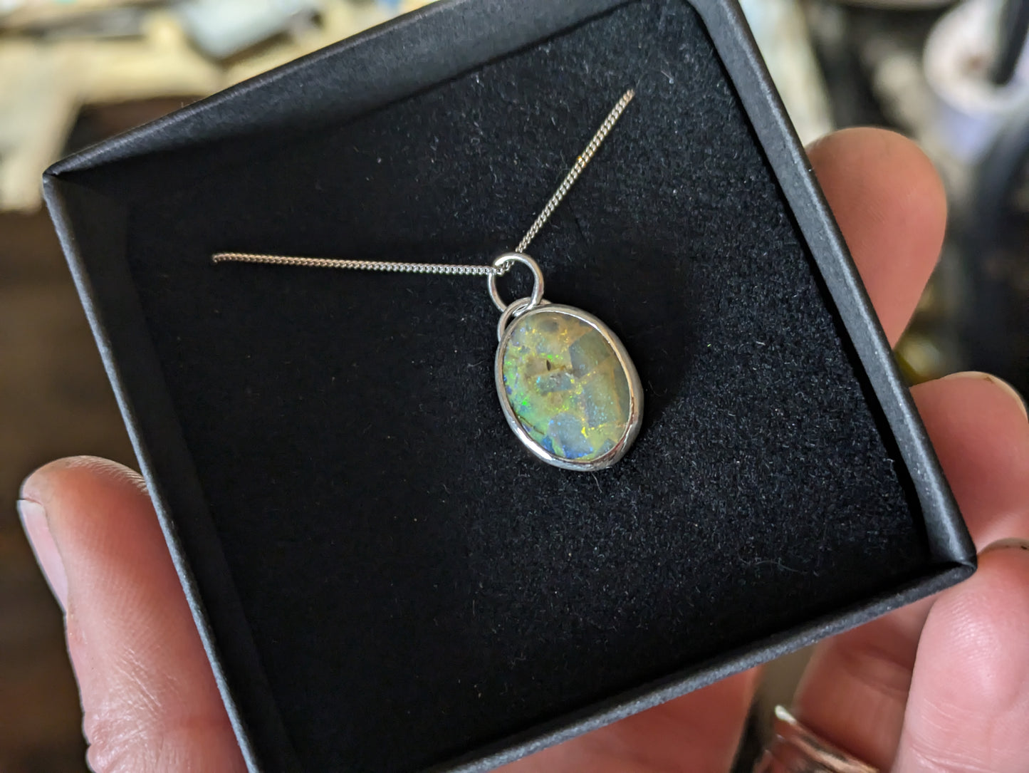 Sterling Opal Oval Pendant