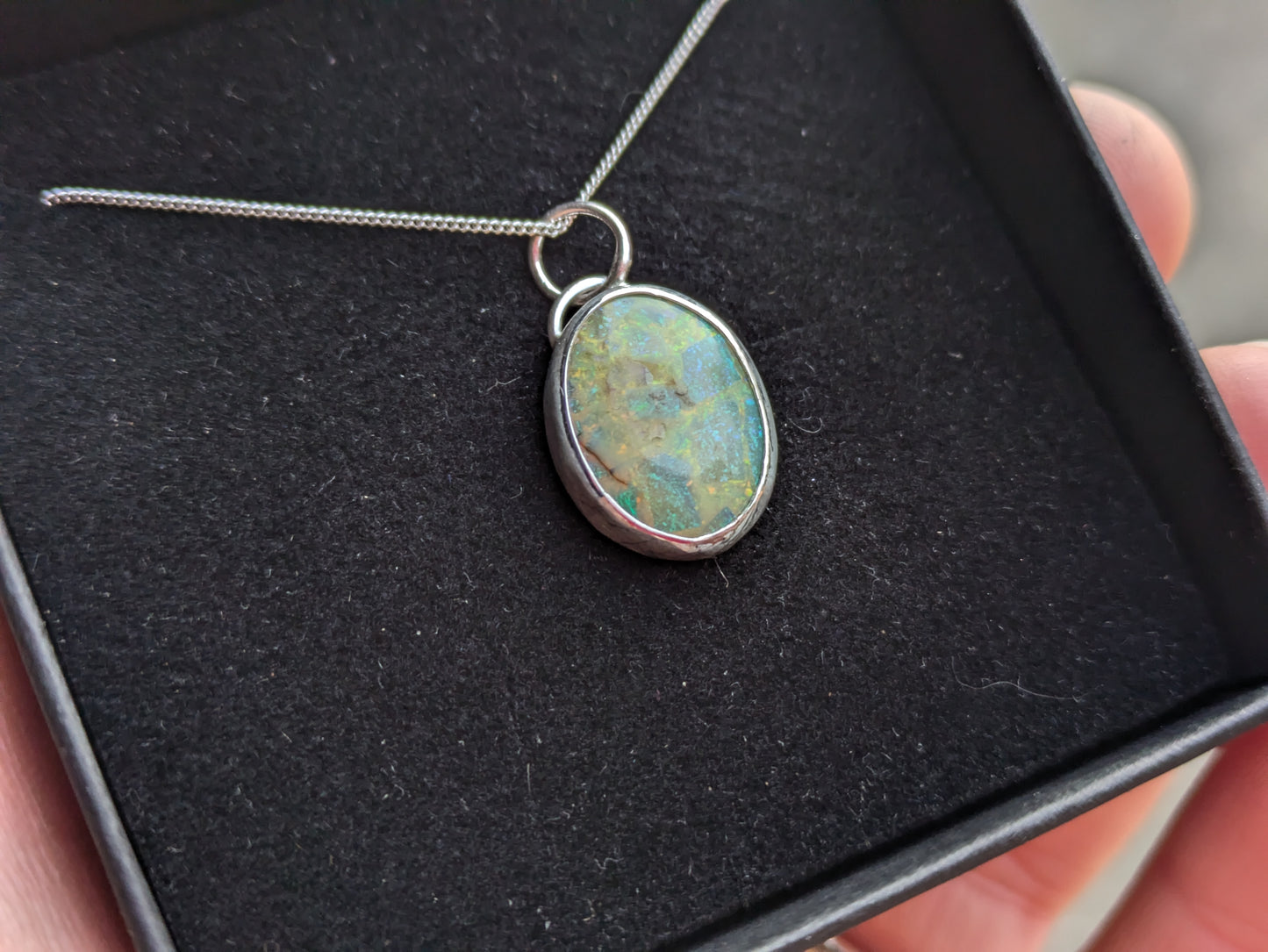 Sterling Opal Oval Pendant