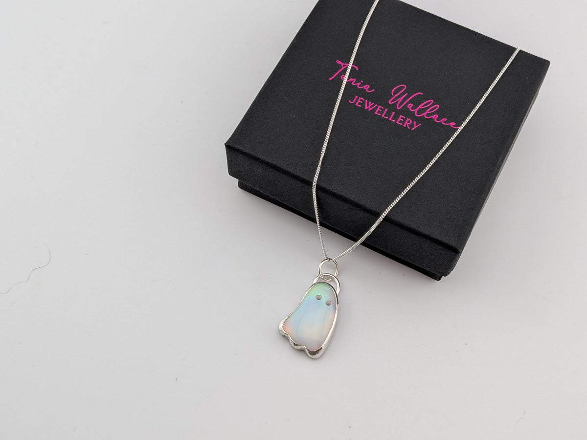Iridescent Aurora Opal Ghost Pendant