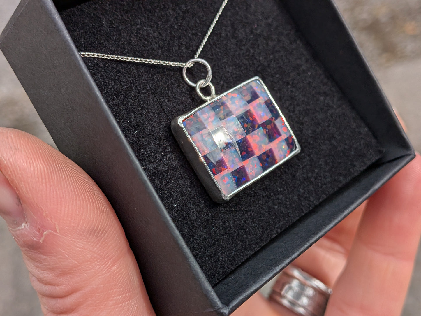 Purple Checkerboard Pendant