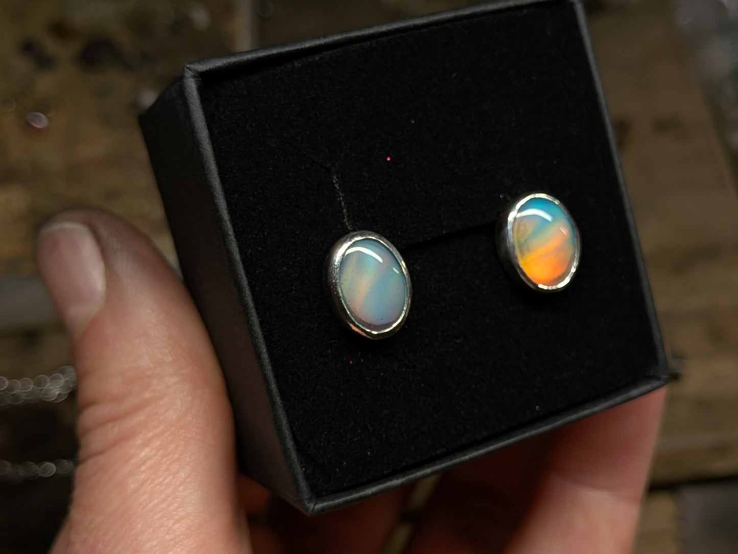 Green Aurora Opal Studs