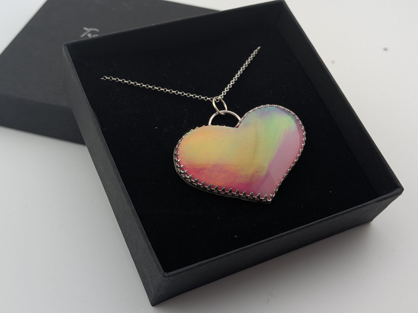 Very Large Aurora Opal Heart Pendant
