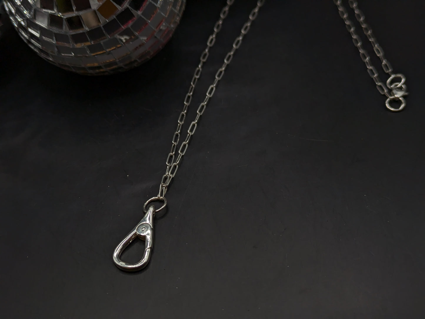 Solid Silver Carabiner Long Chain