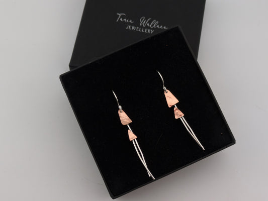 Copper and Silver Toadstool Earrings