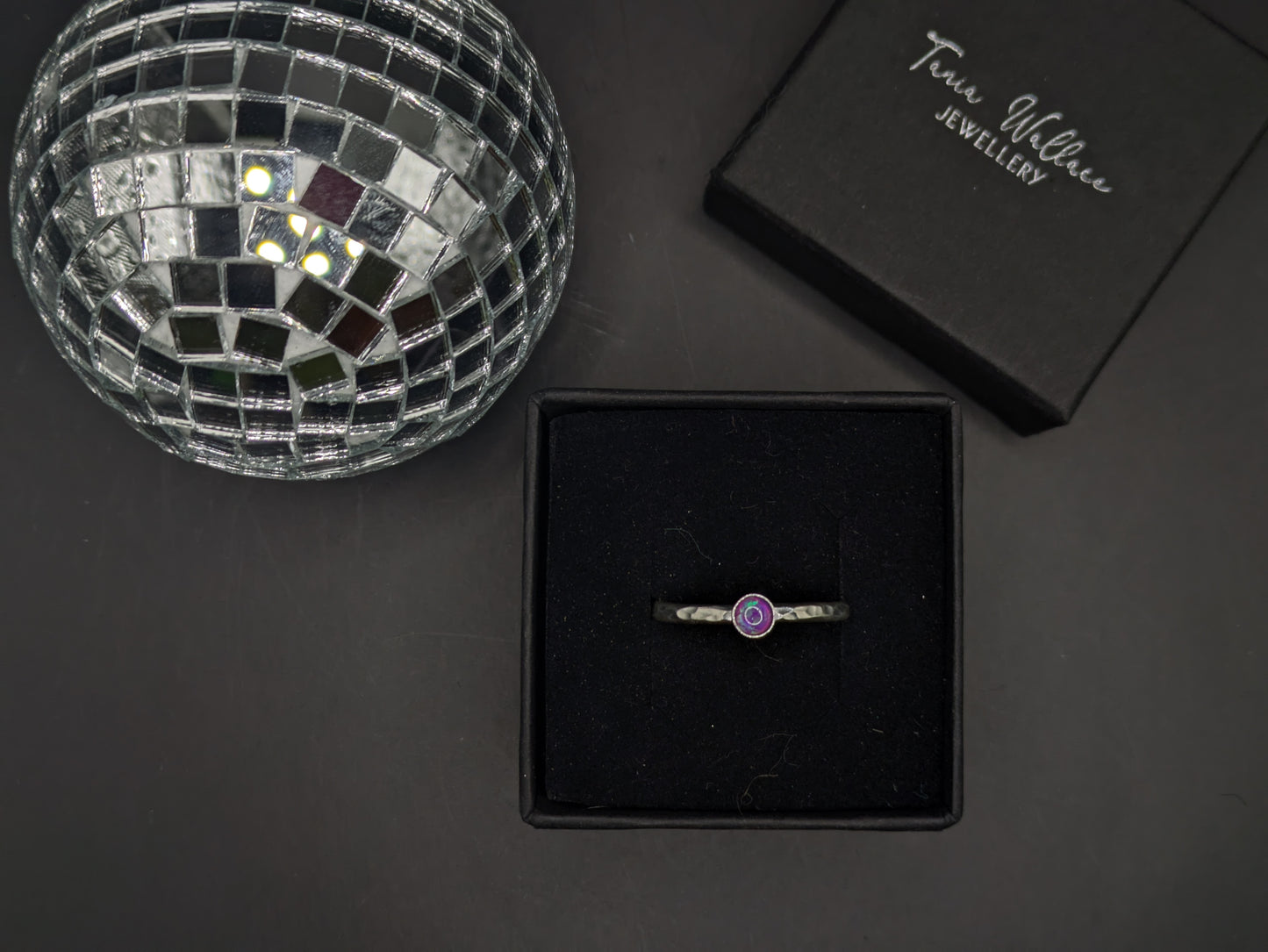 Sterling Silver Band With Violet Opal