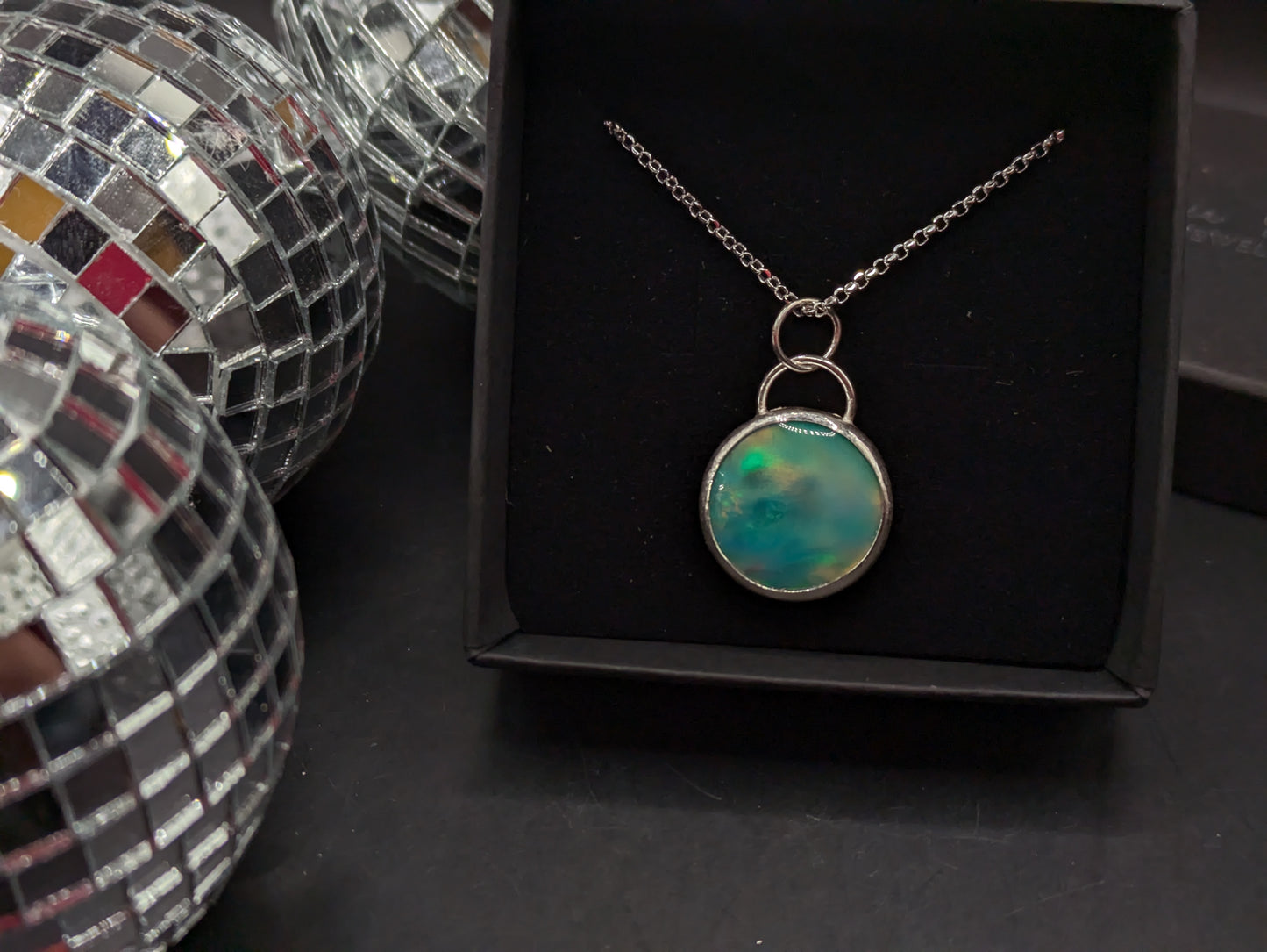 Sea Green Aurora Opal Necklace