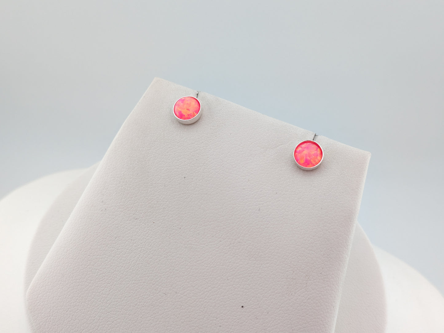Royal Pink Lab Opal Sterling Silver Studs