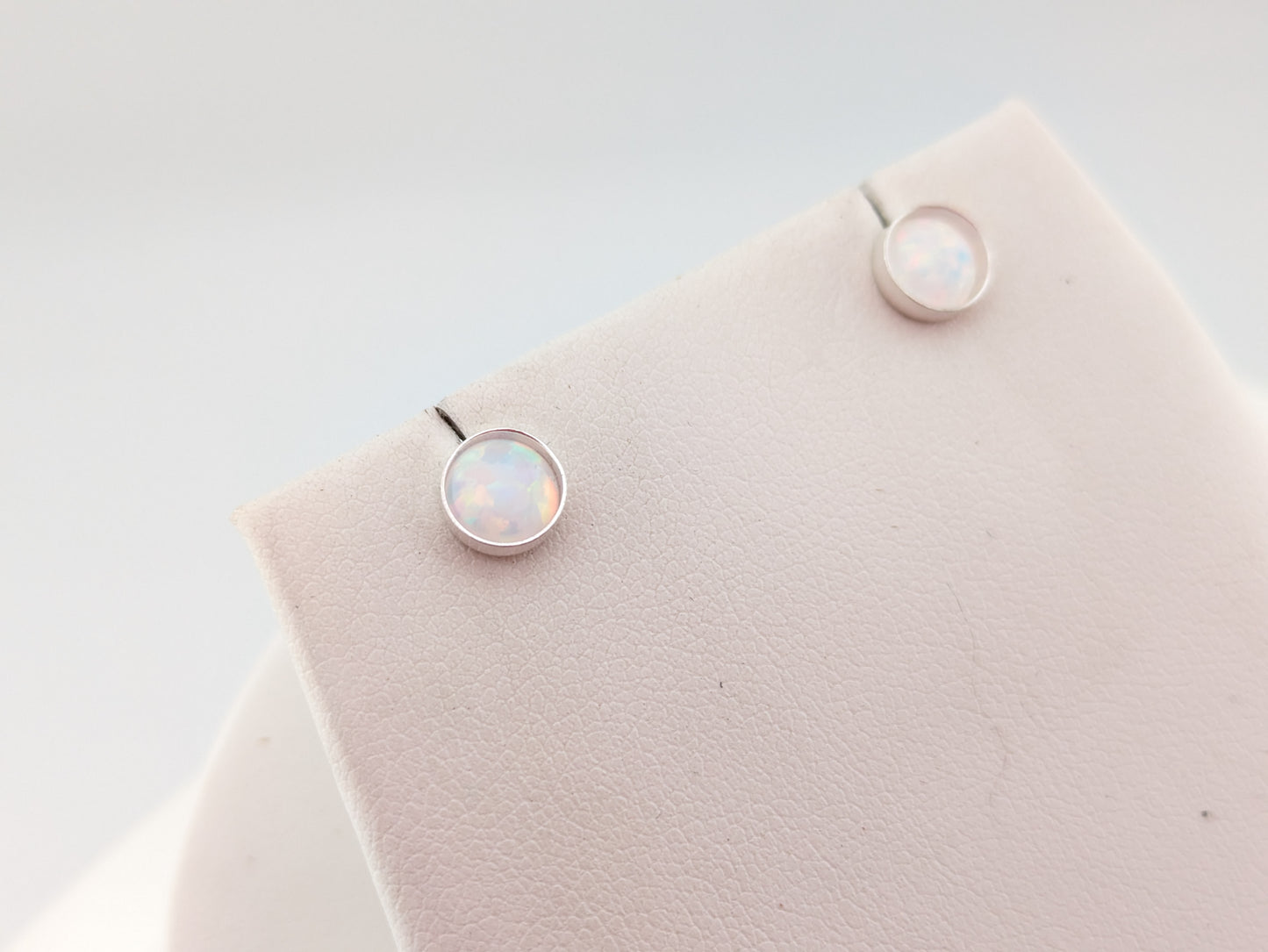 Red & Green Lab Opal Sterling Silver Studs