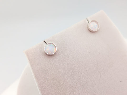 Red & Green Lab Opal Sterling Silver Studs