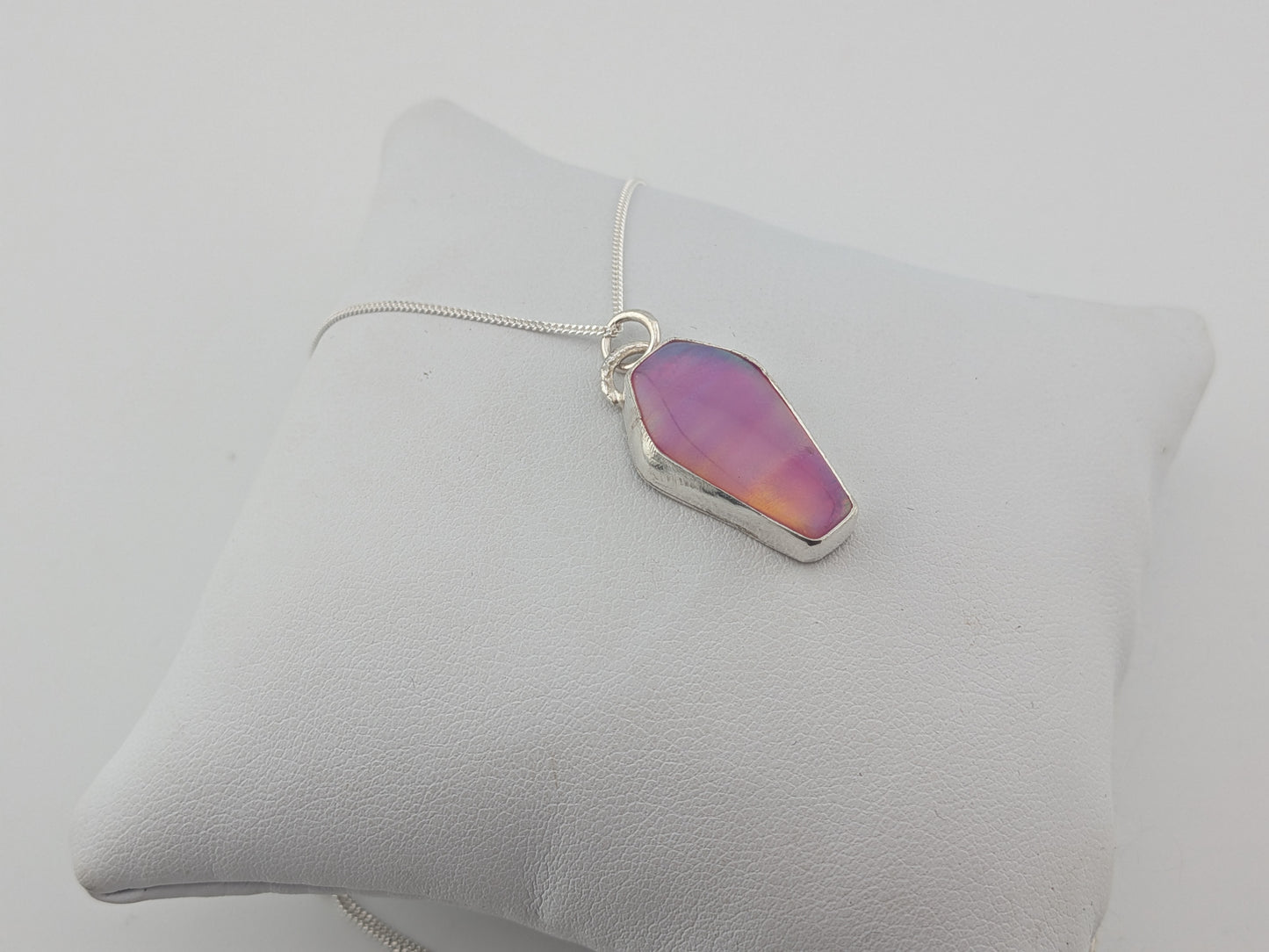 Pink Aurora Opal Coffin Pendant