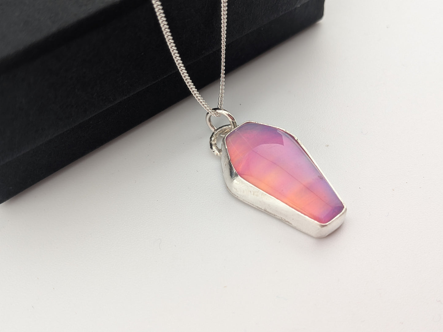 Pink Aurora Opal Coffin Pendant