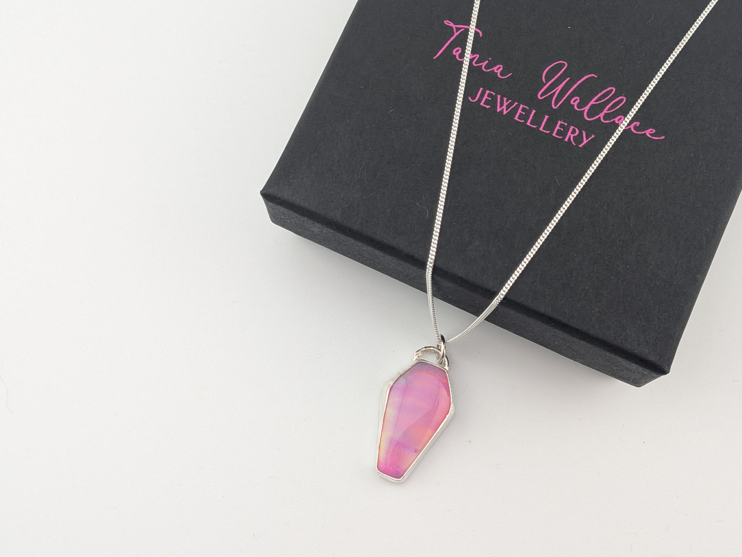 Pink Aurora Opal Coffin Pendant