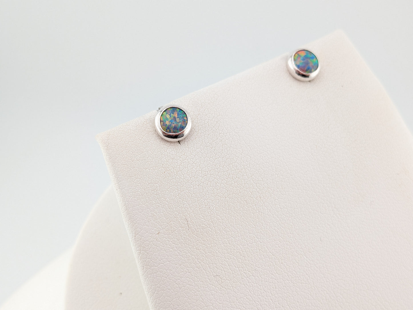 Grey/Blue Lab Opal Sterling Silver Studs