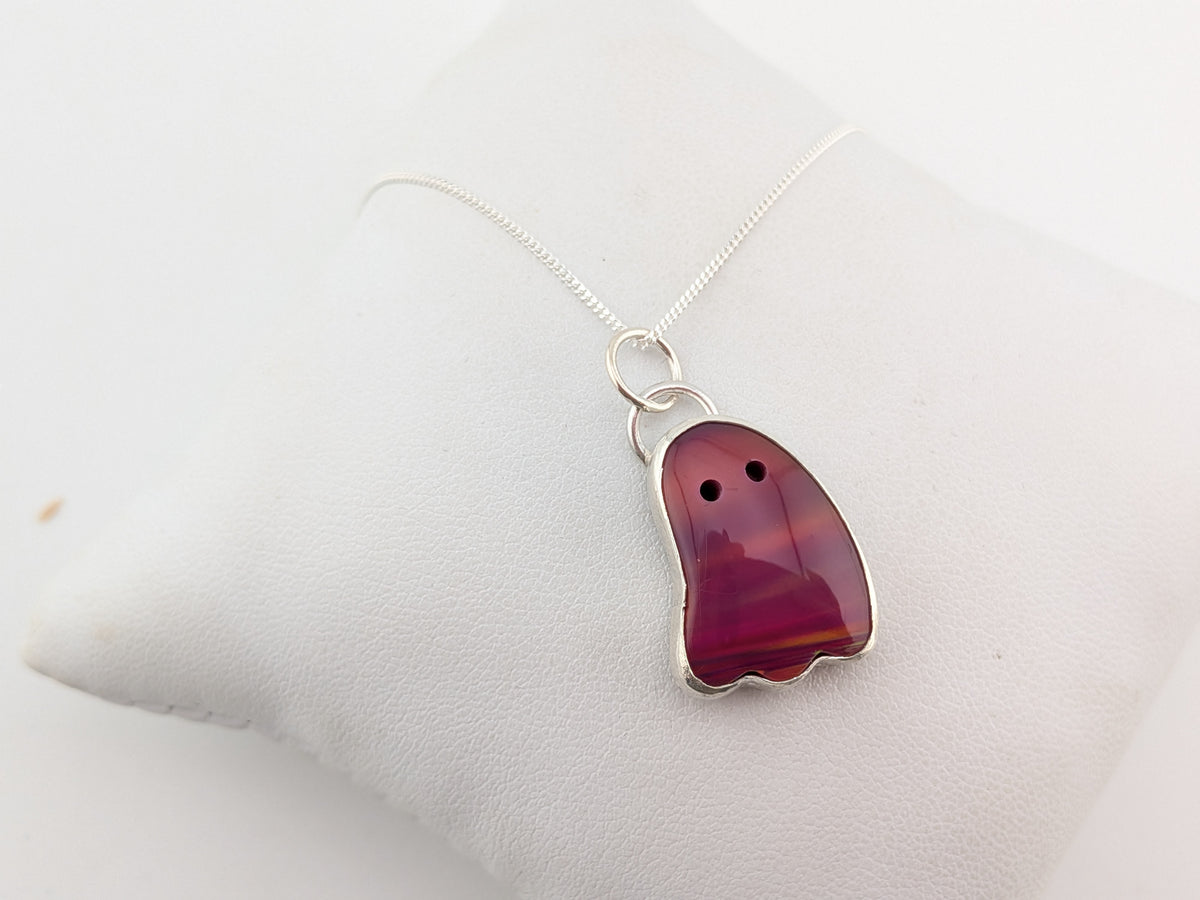 Iridescent Cherry Red Aurora Opal Ghost Pendant