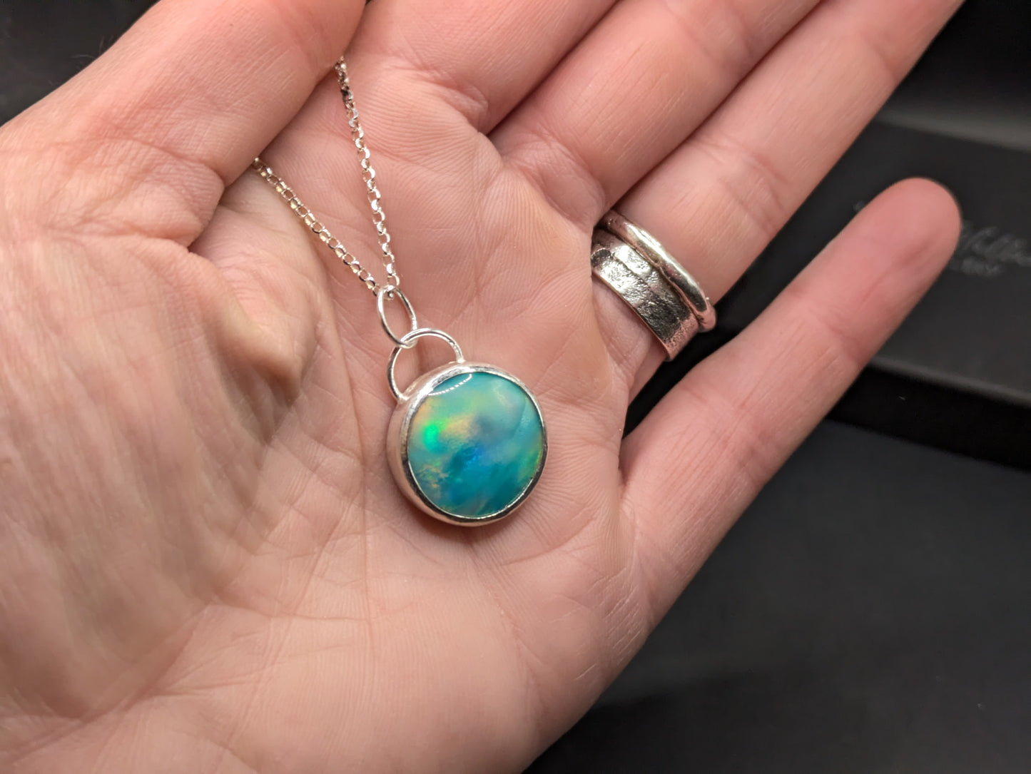 Sea Green Aurora Opal Necklace