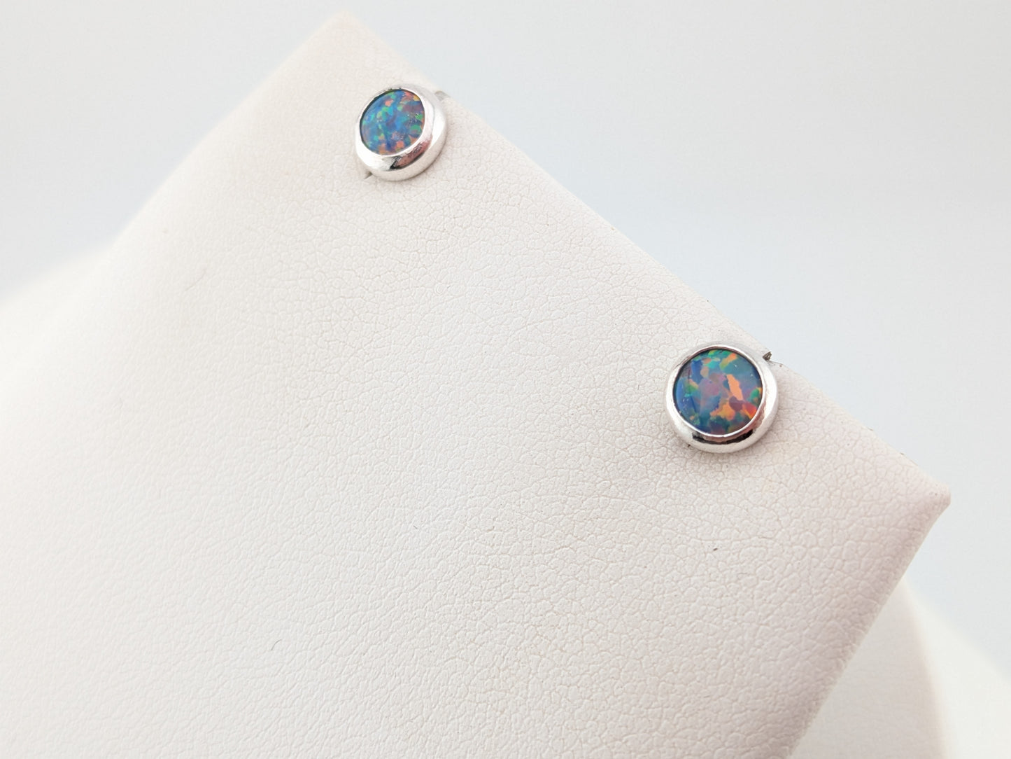Grey/Blue Lab Opal Sterling Silver Studs