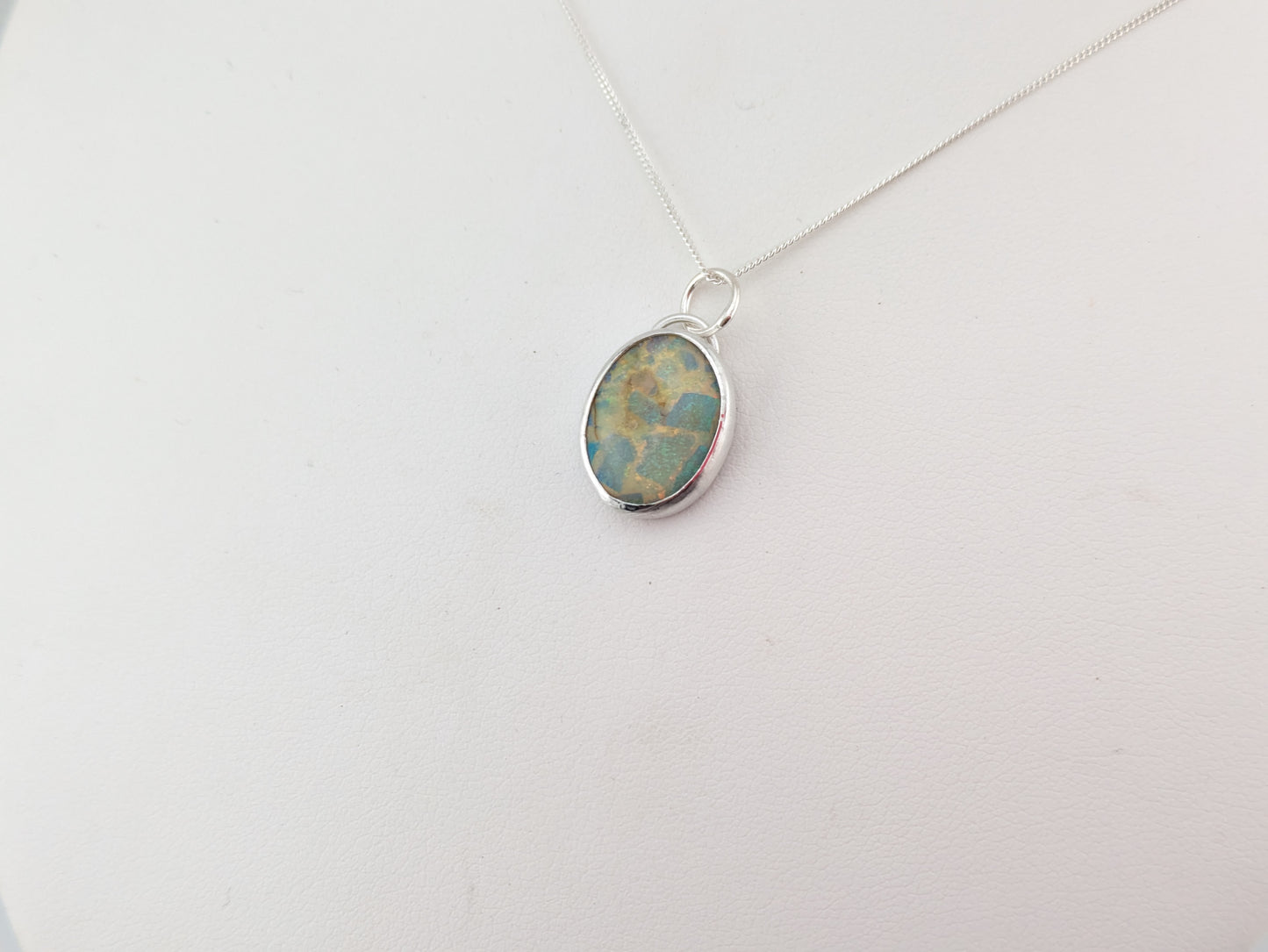 Sterling Opal Oval Pendant