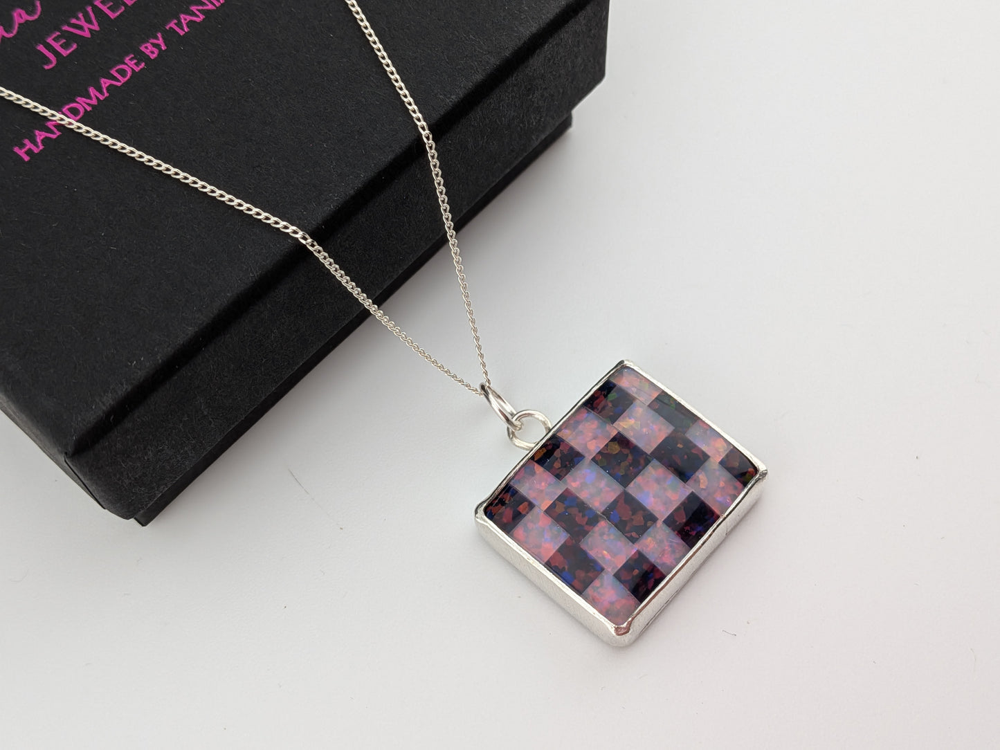 Purple Checkerboard Pendant