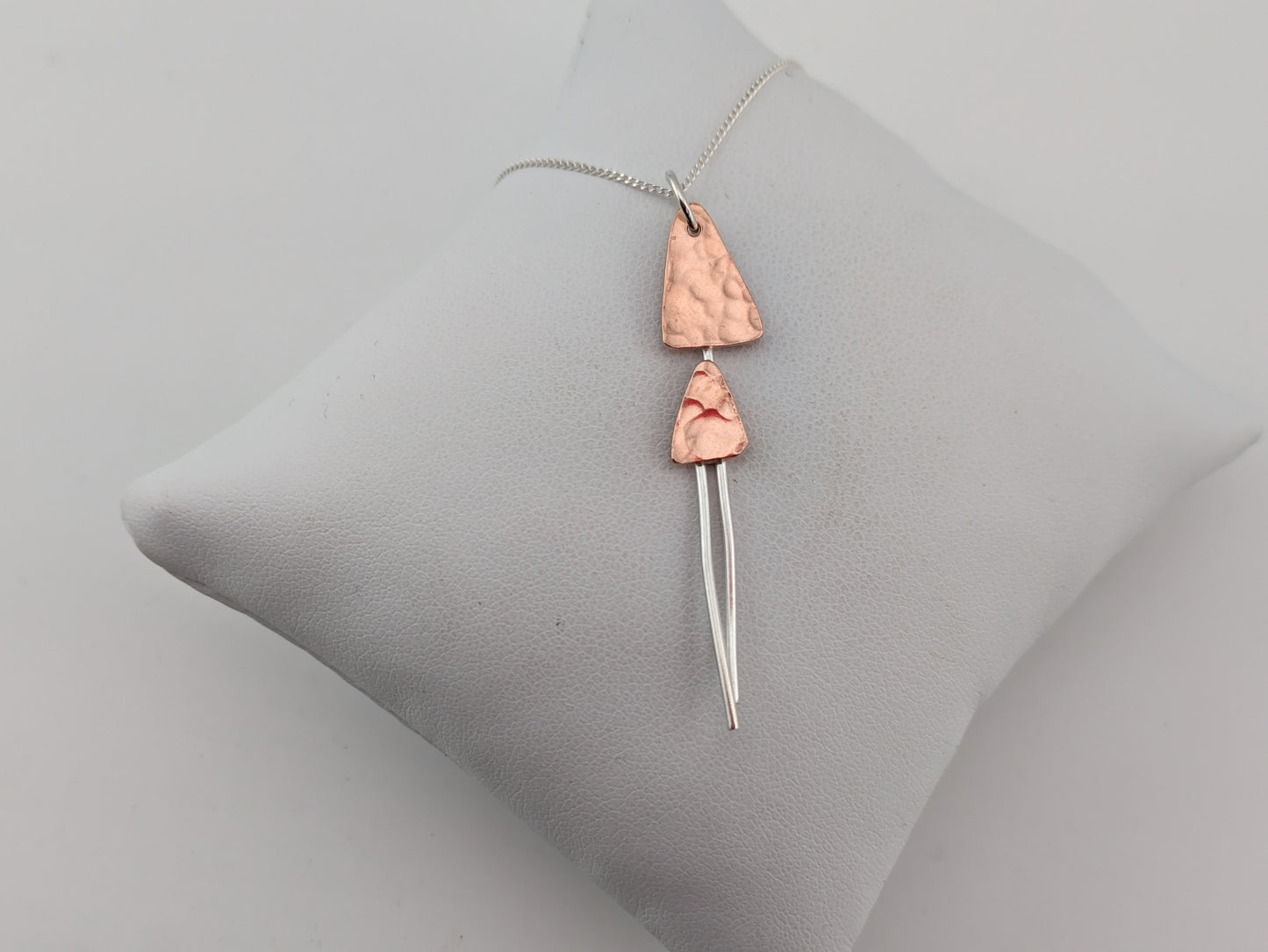 Copper and silver toadstool pendant