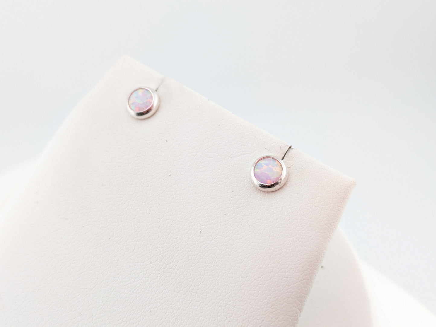 Lilac Pink Lab Opal Sterling Silver Studs
