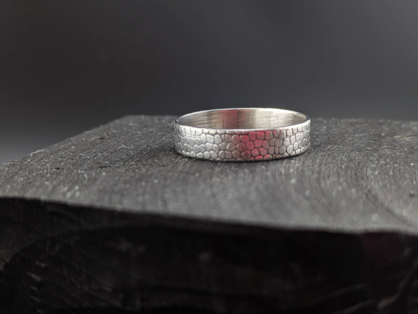 Crocodile Skin Sterling Silver Ring