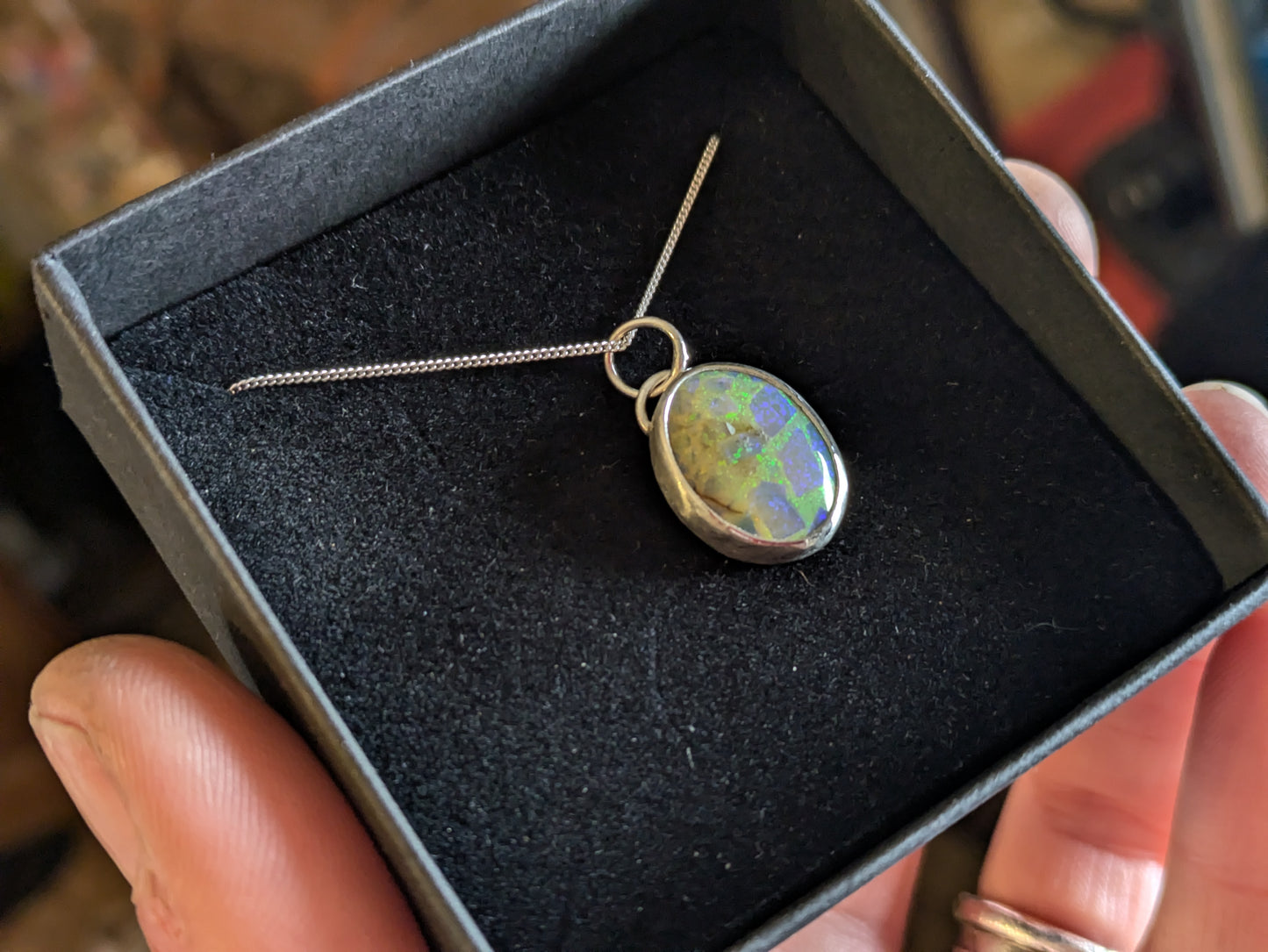 Sterling Opal Oval Pendant