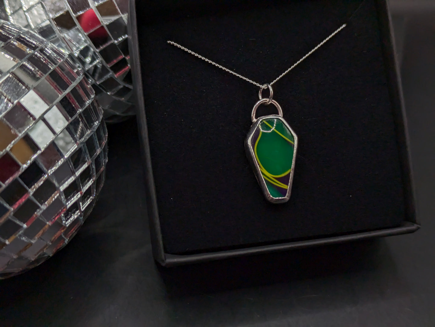 Green and Purple Coffin Pendant
