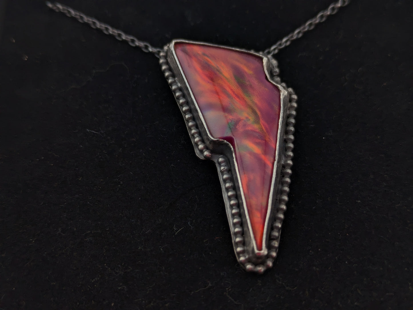 Red Aurora Opal Bolt Pendant